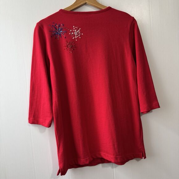Quacker Factory Red Patriotic Embellished Sequins Fireworks July 4.Size XS - Picture 14 of 14